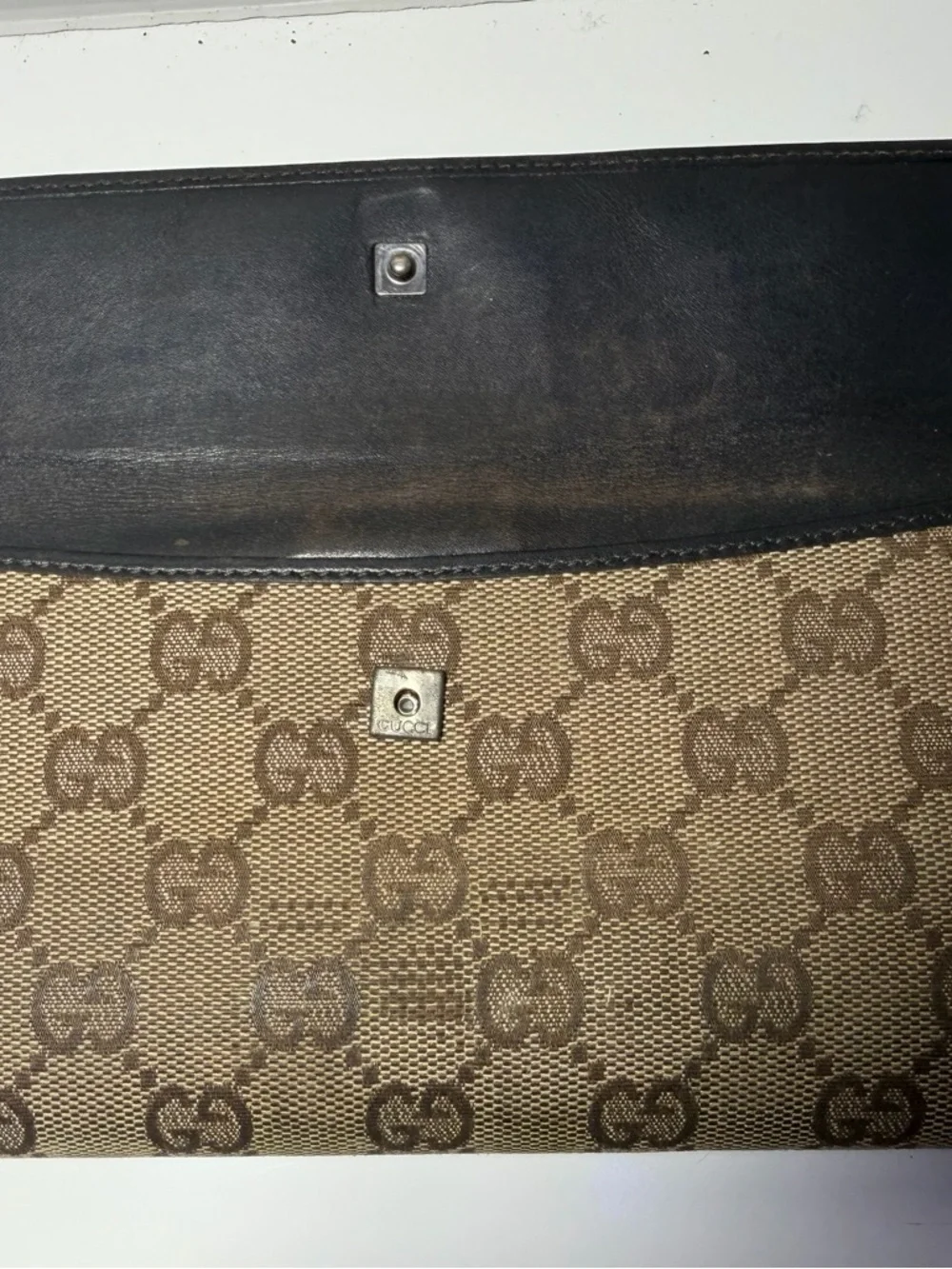 Gucci Brown and Beige Monogram Continental Wallet (Fair) with COA - Picture 5 of 16